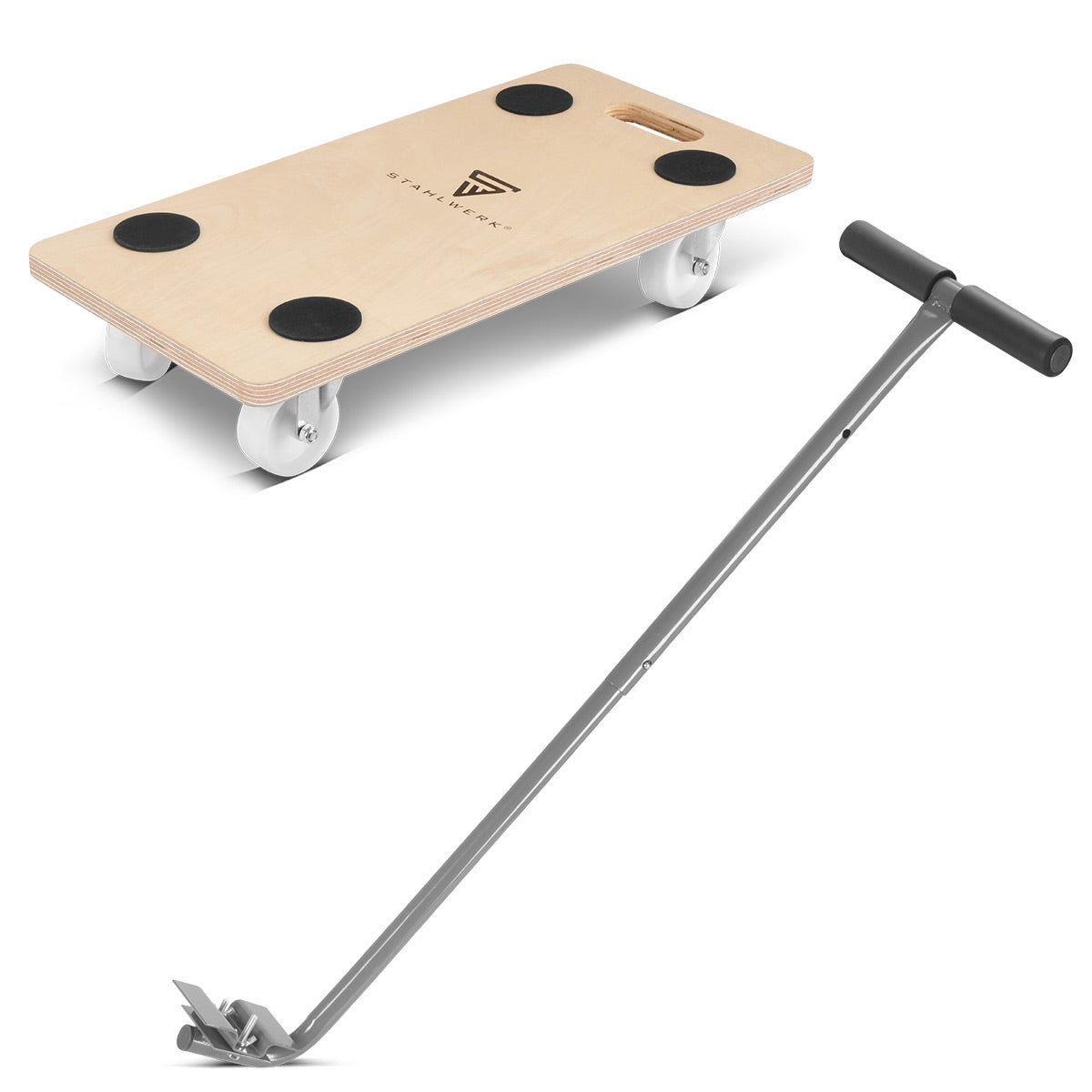 STAHLWERK Rollwagen TR-250 ST mit Handgriff 250 kg Tragkraft und abriebfesten Lenkrollen 58 x 29 cm Plattformwagen | Transportwagen | Möbelroller | Rollbrett | Handwagen | Transportroller