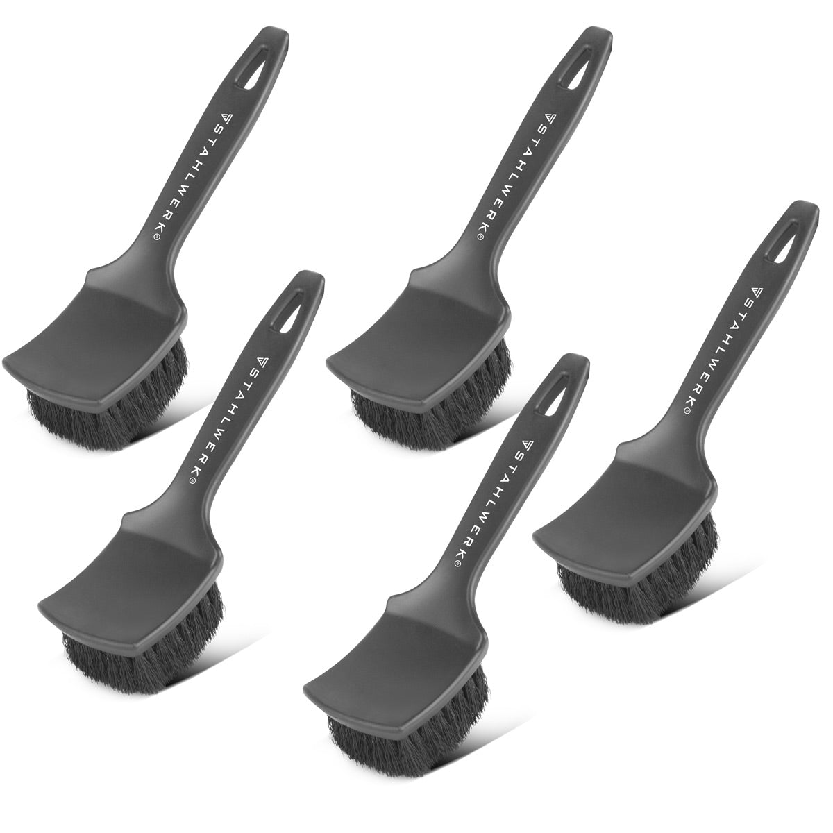 STAHLWERK Felgenbürste 5er Set Autoreinigungsbürste | Detailing-Bürste | Radbürste | Felgenreiniger | Pflegebürste | Autowaschbürste | Universal-Bürste