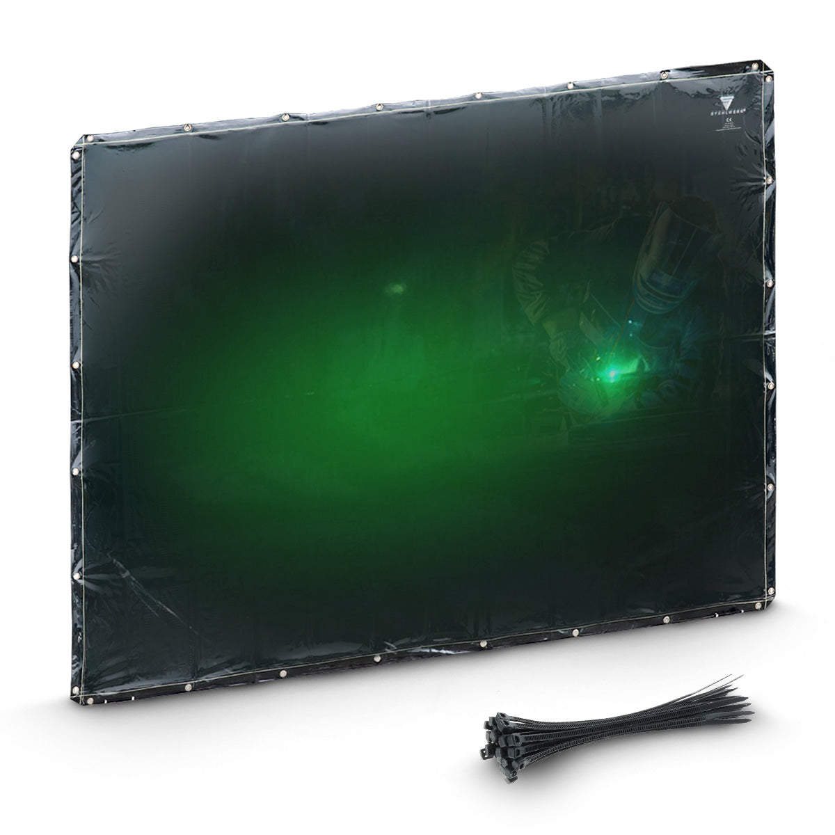 STAHLWERK Schweißschutzvorhang 240 x 180 cm | Schweißvorhang aus UV-resistentem Vinyl-Kunststoff | Extradunkel | DIN EN ISO 25980 | Effektiver Schutz bei Schweiß-, Schneid- und Schleifarbeiten