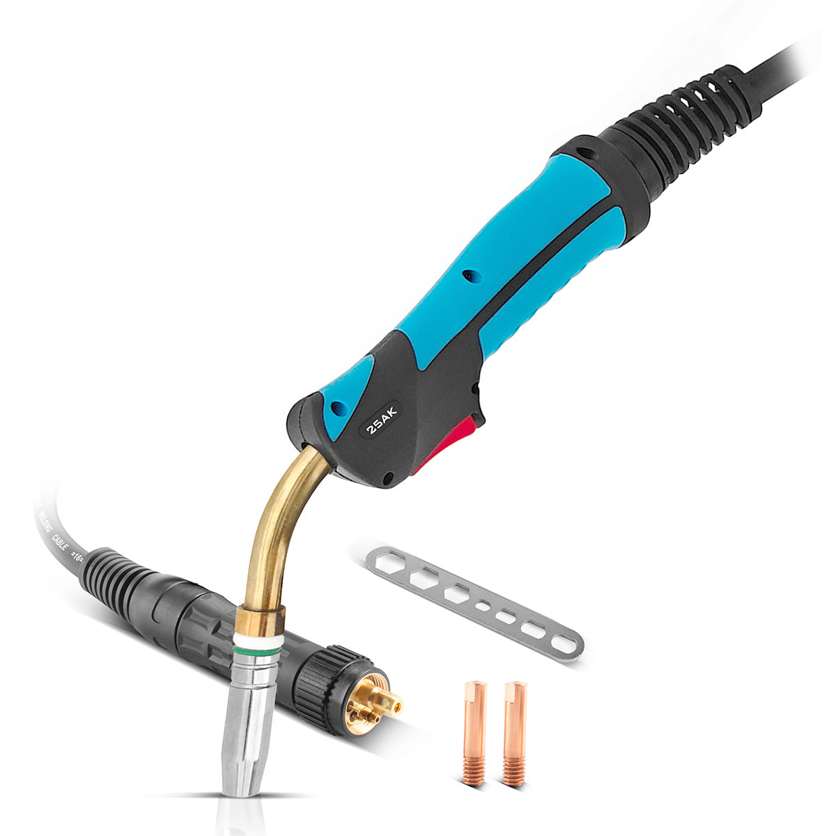 Torcia per saldatura STAHLWERK AK25 con pacchetto di tubi da 3 metri | Accessori di saldatura professionali per saldatrici MIG/MAG a gas inerte con attacco Euro centrale Pistola per saldatura MIG/MAG raffreddata a gas 180 A