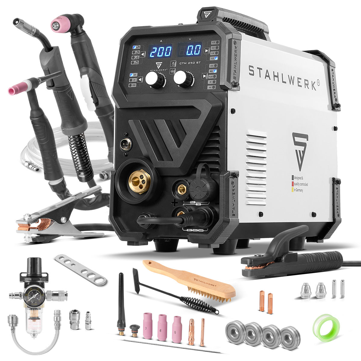 STAHLWERK CTM-250 ST combination welding machine TIG + MIG/MAG + MMA/ARC + CUT/Plasma with 200 amp and 45 amp plasma function