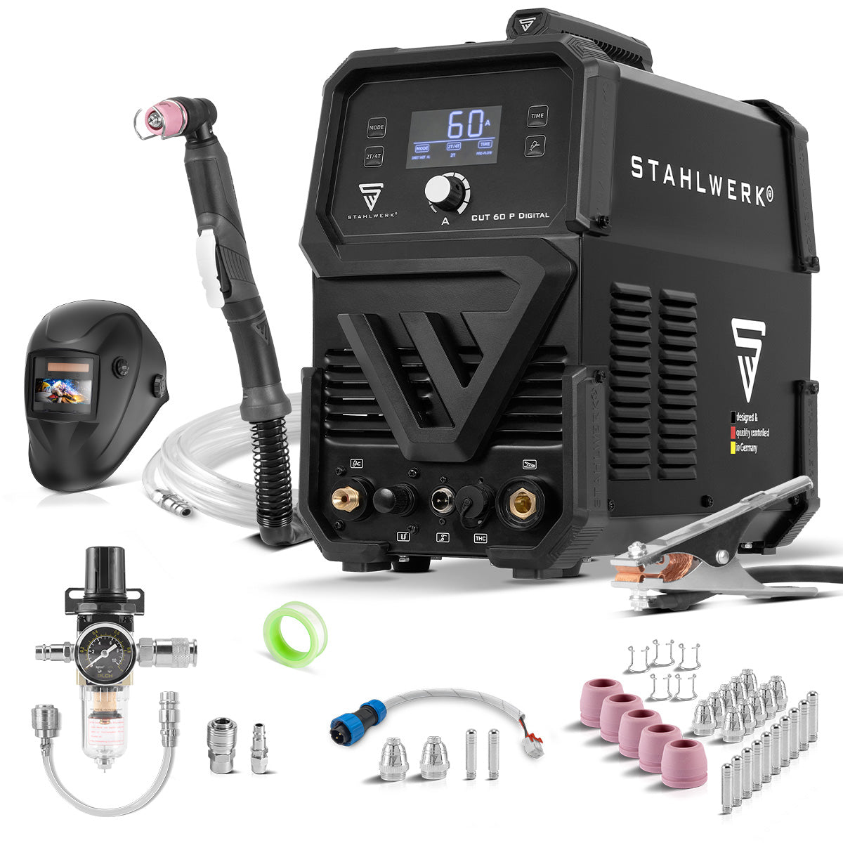 Stahlwerk Cut 60 Pilot IGBT Cutter de plasma de equipo completo con piloto de 60 amperios, rendimiento de corte de hasta 24 mm, para sábanas pintadas y ruta de vuelo