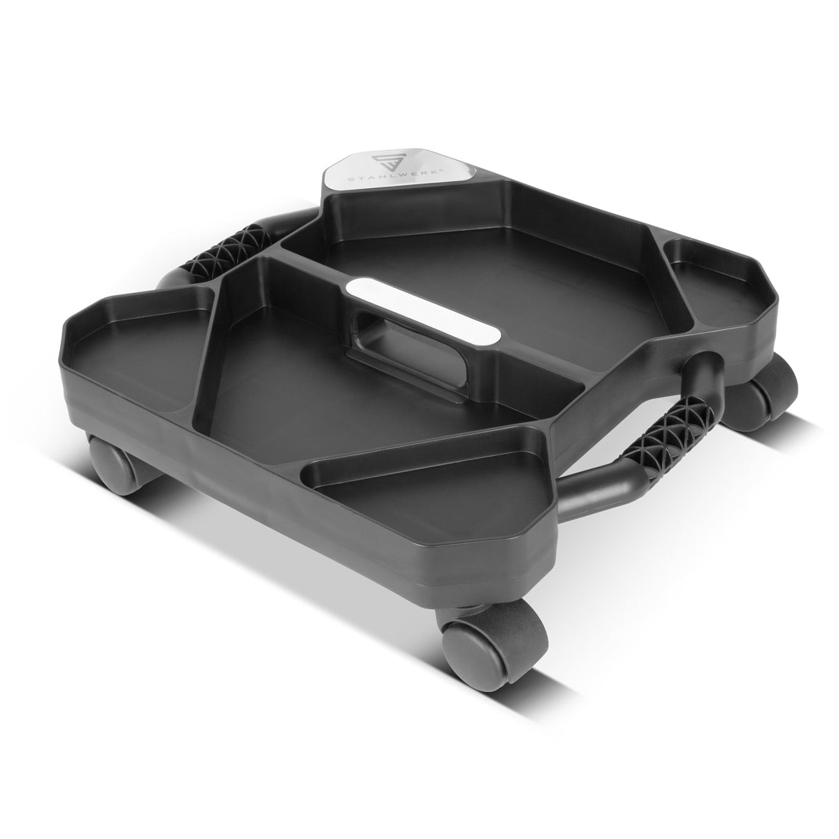 STAHLWERK workshop caddy RTC-100 ST | Mobile tool organizer | Small workshop trolley with 5 compartments | Trolley | Assembly aid | Compact tool box on wheels | Load capacity 45 kg