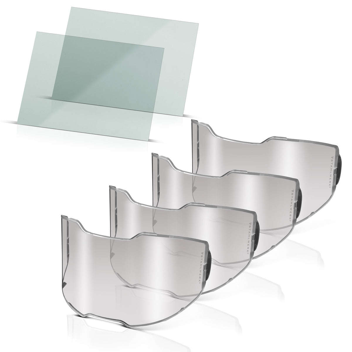 STAHLWERK Schweißhelm Ersatzscheiben 6er Set Ersatzgläser innen und außen| Schweißschutzglas | Visierglas | Schutzgläser EN ISO 16321 für Vollautomatik-Schweißhelm SPLIT