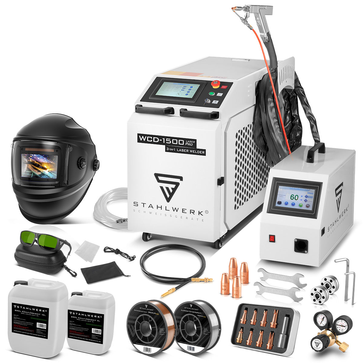 STAHLWERK laser welding machine WCD-1500 Laser Pro | Fully equipped | 1500 watts | Professional 3-in-1 handheld laser welding machine for precise welding, cutting and rust removal
