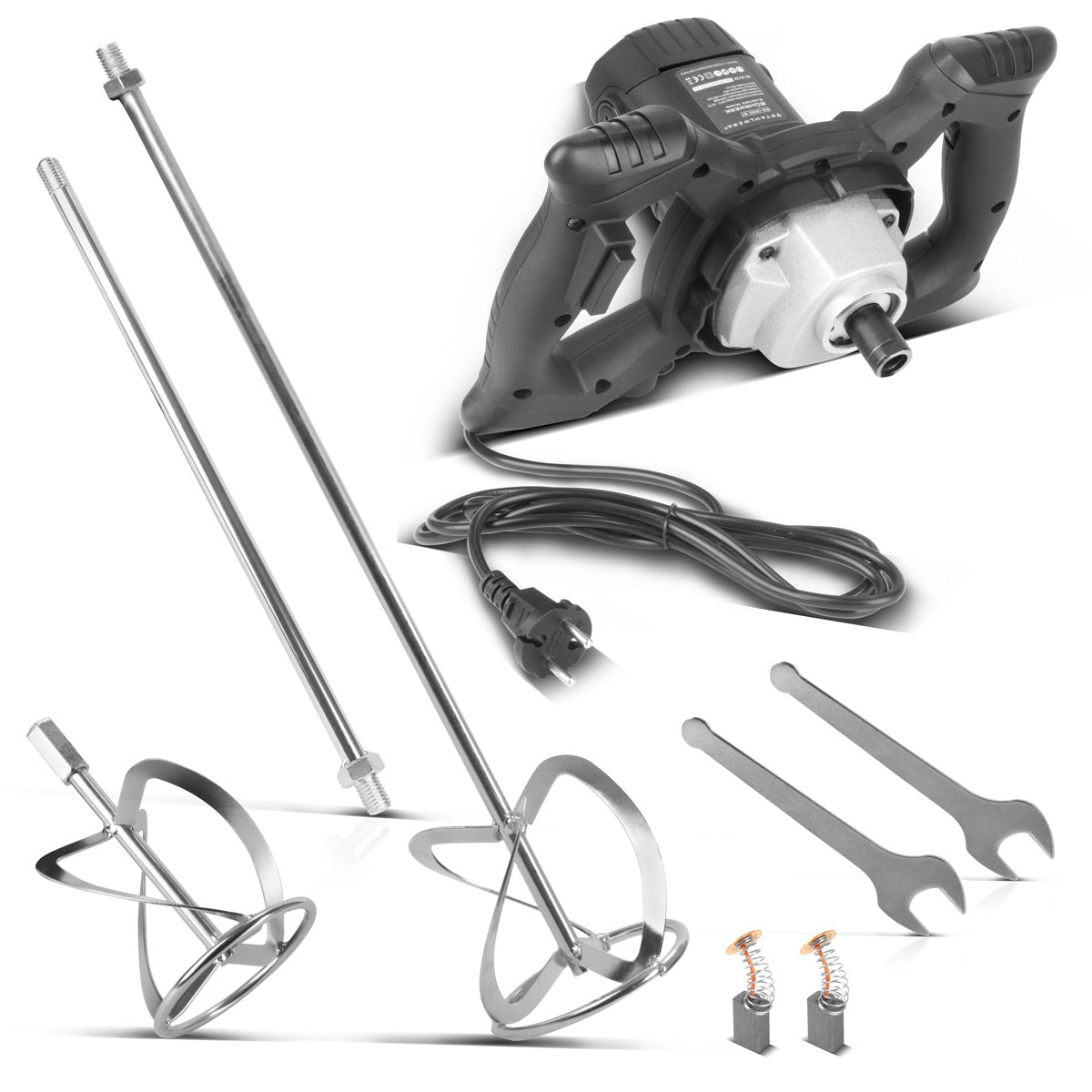 STAHLWERK agitator RW-1200 ST | 1,200 W and 850 rpm | Electric mortar stirrer with additional whisk 120 x 600 mm | Speed control and safety switch | Concrete mixer | Paint stirrer | color mixer