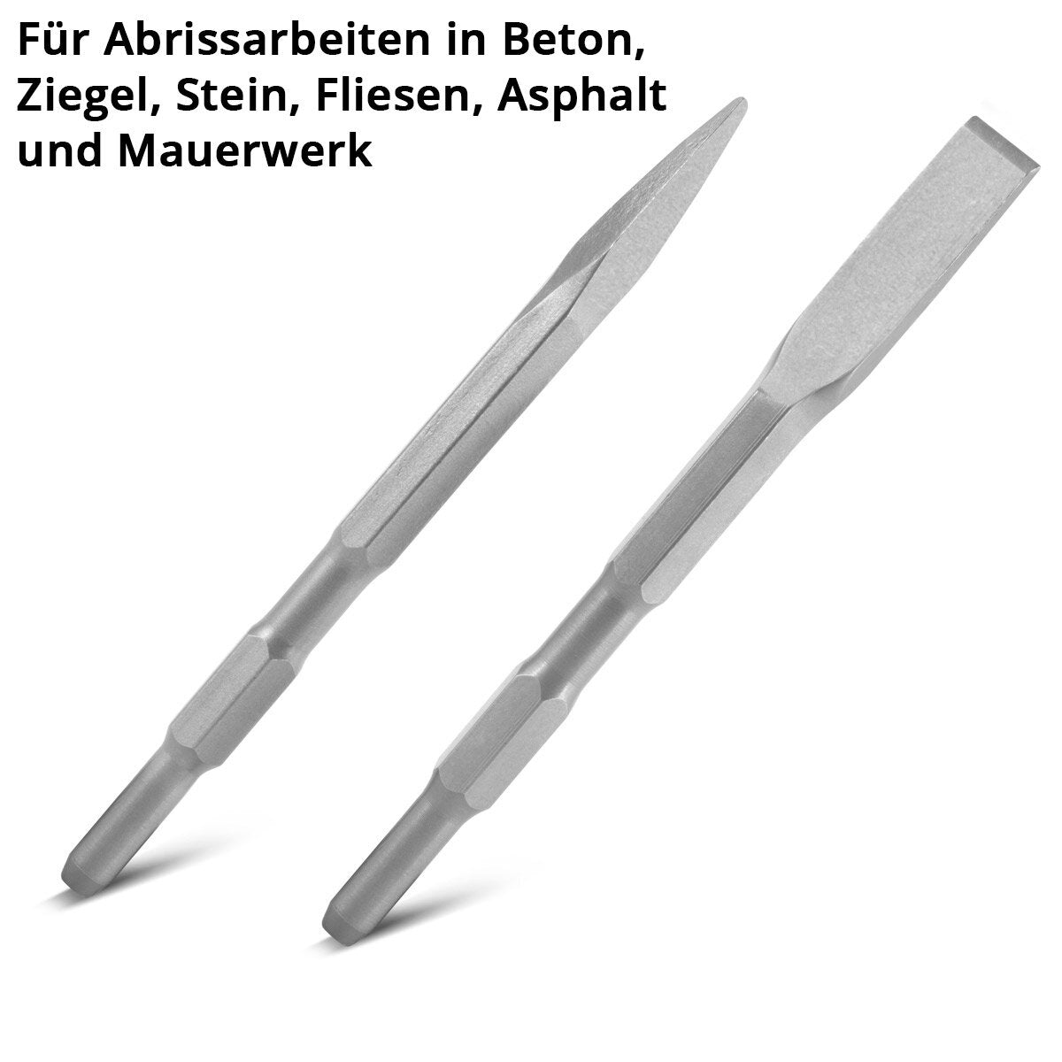 Le burin Steelworks 6 avec 3 ciseaux plats et 3 ciseaux pointus 17 x 260 mm Six Cante Recordage pour le marteau de démolition | STEMMhammer | Meißelhammer | Schlager | Bohrhammer | Marteau de démolition