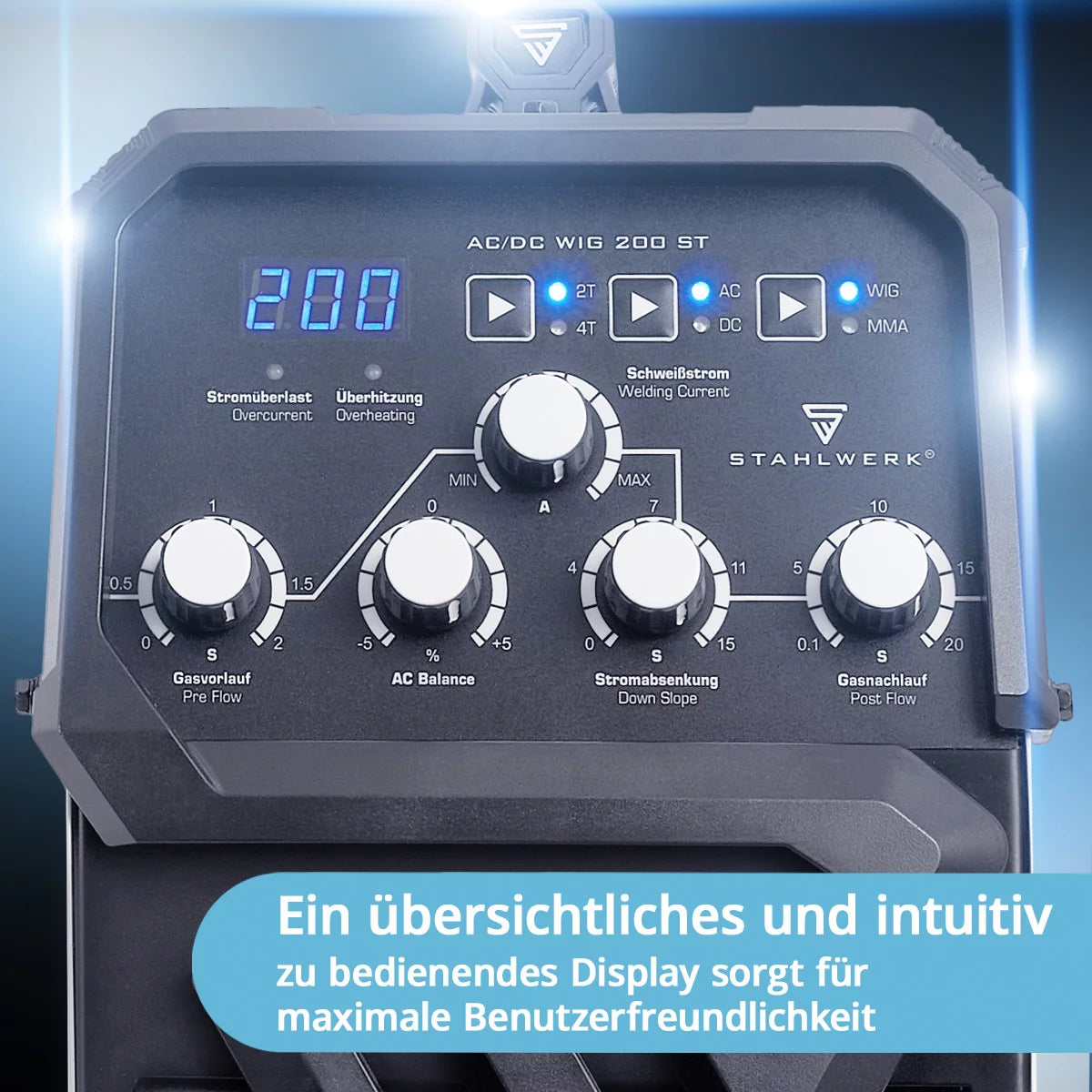 STAHLWERK AC/DC TIG 200 ST IGBT معدات كاملة، آلة لحام مركبة مع 200 أمبير TIG MMA، لحام ألومنيوم