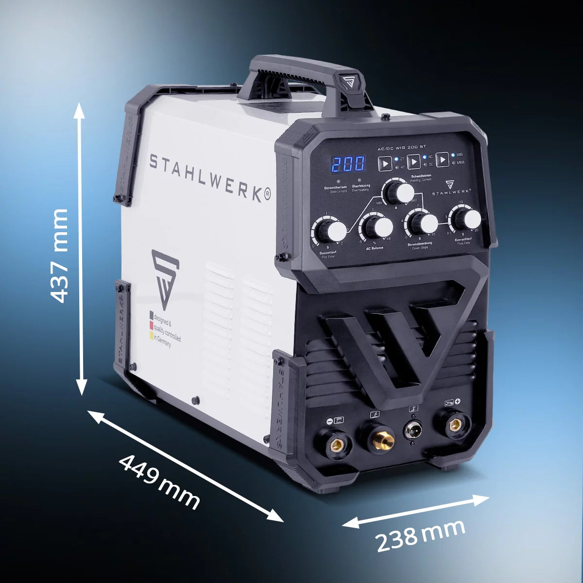 STAHLWERK AC/DC TIG 200 ST IGBT معدات كاملة، آلة لحام مركبة مع 200 أمبير TIG MMA، لحام ألومنيوم