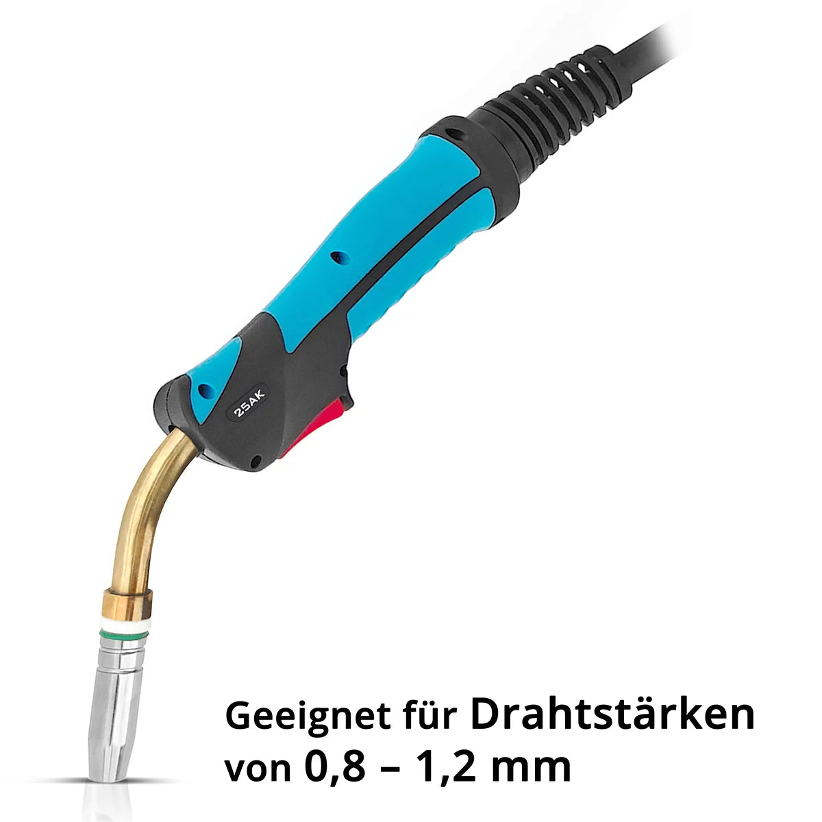 Torcia per saldatura STAHLWERK AK25 con pacchetto di tubi da 3 metri | Accessori di saldatura professionali per saldatrici MIG/MAG a gas inerte con attacco Euro centrale Pistola per saldatura MIG/MAG raffreddata a gas 180 A