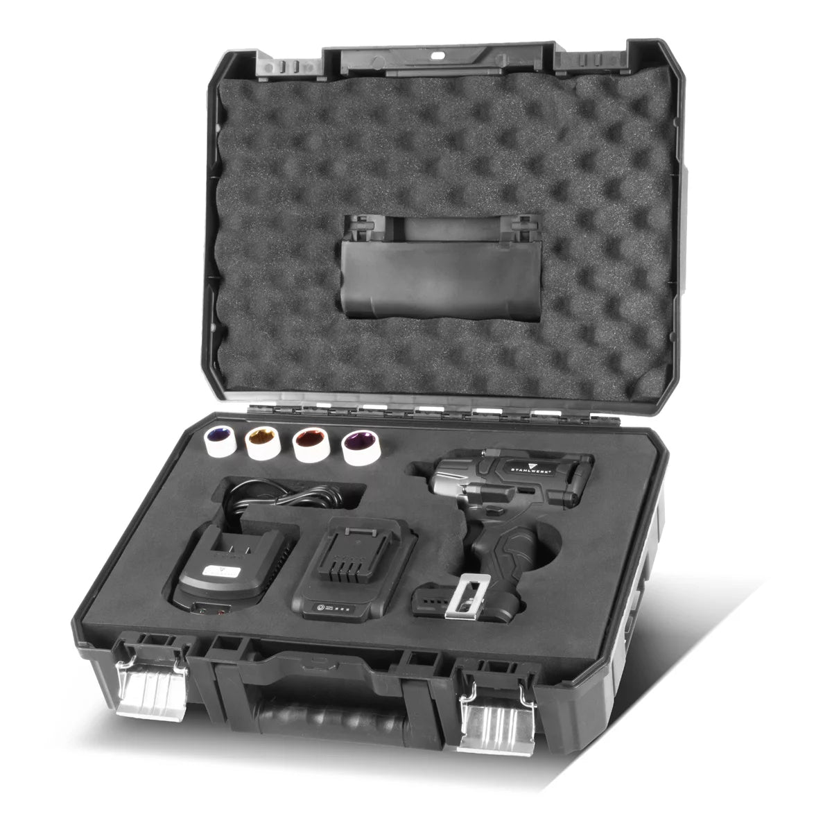 STAHLWERK cordless rotary impact wrench ADS-880 ST | 20 volt system | Brushless technology | Cordless impact wrench with 880 Nm | ½" inch mount | Includes 4 protective sockets 17-22 mm | Battery and charger