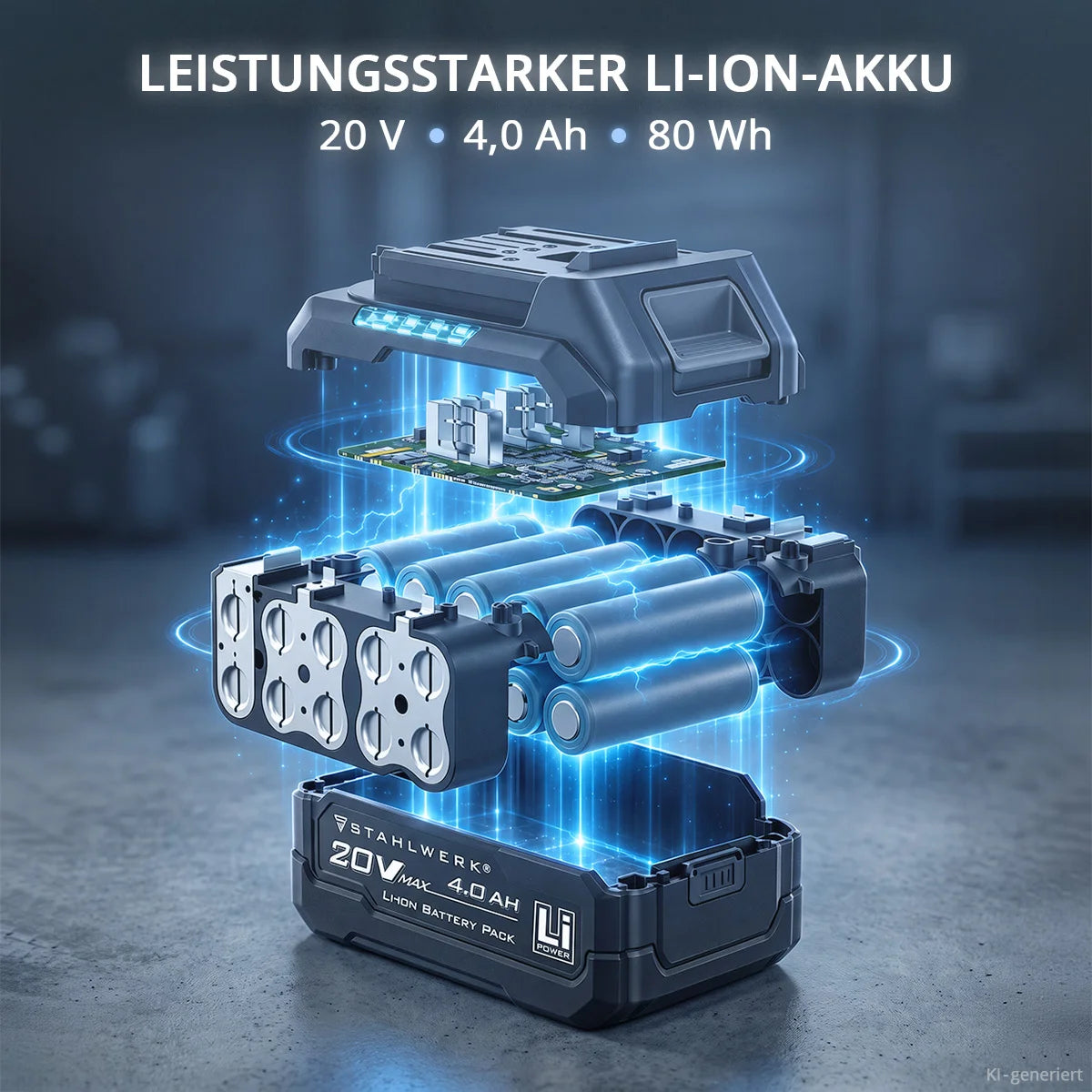 STAHLWERK Akku-Drehschlagschrauber OTTO | 20 Volt-System | 550 Nm Drehmoment | 1/2 Zoll-Werkzeugaufnahme | Akku-Schlagschrauber für Werkstatt, Montage und Kfz | Brushless