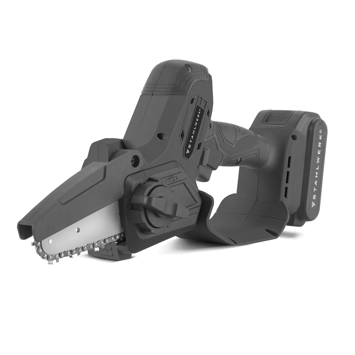 STAHLWERK Mini-Akku-Kettensäge MAK-20 ST mit 2000 mAh Akku | Leistungsstarke Handkettensäge zum Schneiden von Holz aller Art | Elektrische Motorsäge mit Brushless-Technologie | Kompakte Akku-Säge