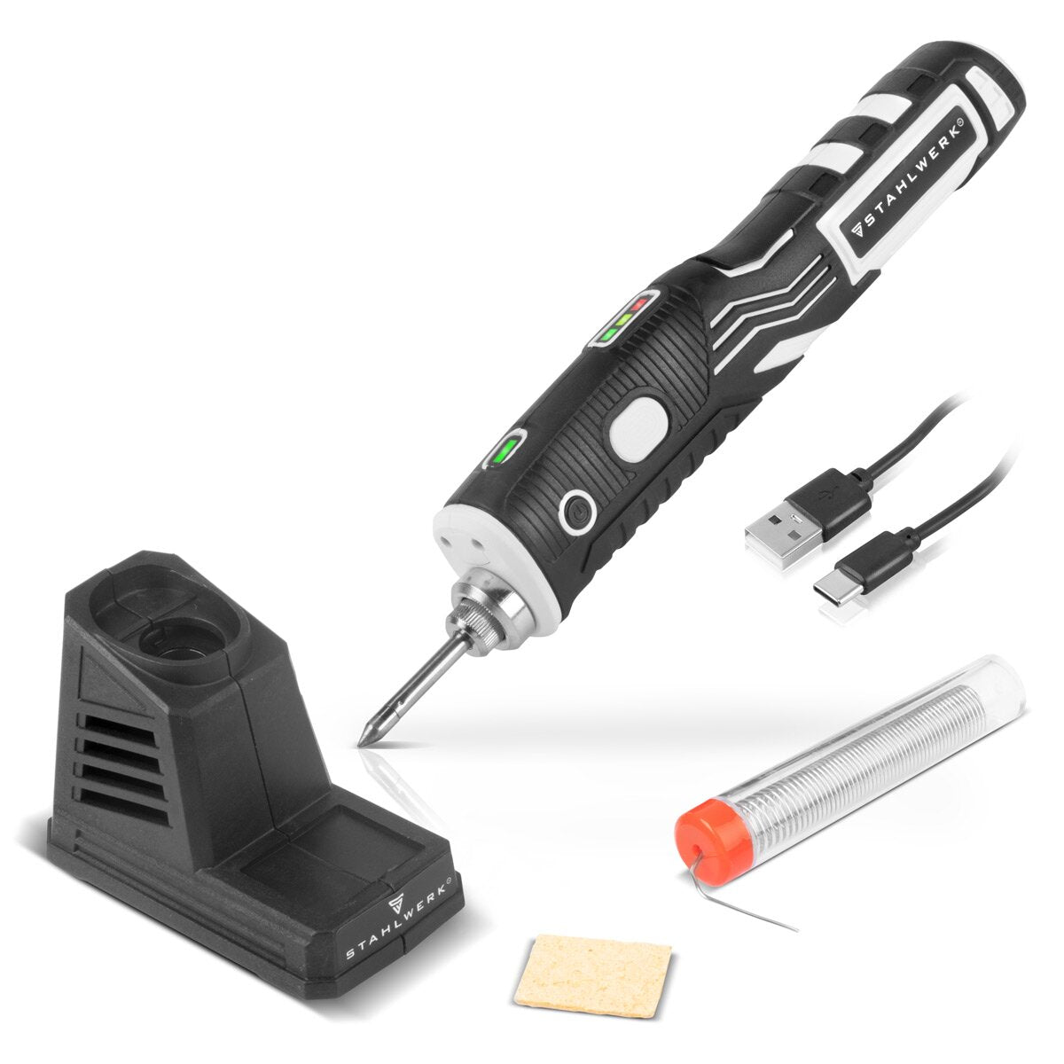 Piston de sondage sans fil Stahlwerk Piston BLK-8 ST USB Dispositif de soudage | Lötstation | Pistolet à ligne avec 8 watts de puissance et 480 ° C température supérieure pour le soudage et la libération