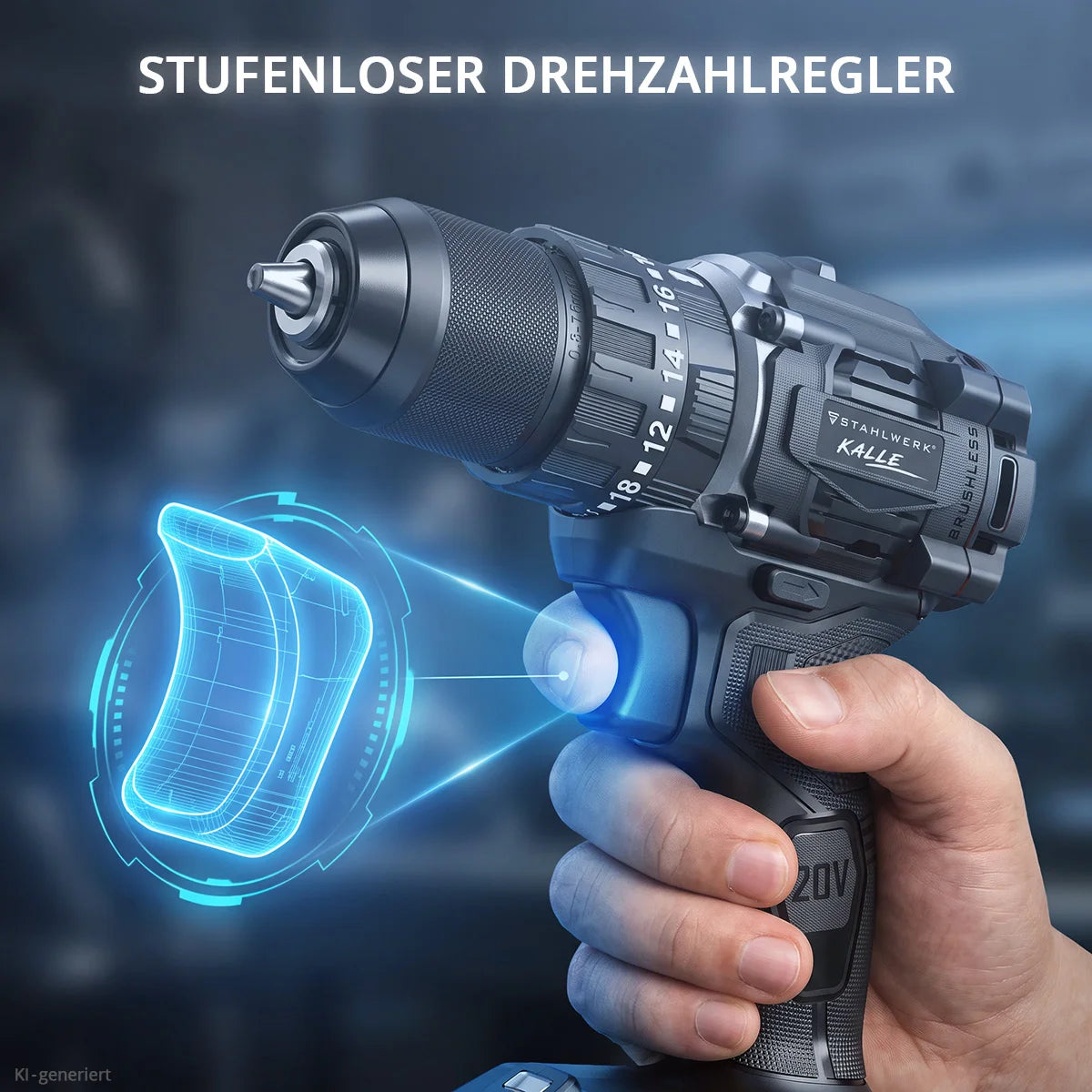 STAHLWERK Akku-Schlagbohrschrauber KALLE | Akkuschrauber | Akkubohrer | Bohrschrauber | 20 Volt-System | 65 Nm Drehmoment | 2-Gang-Getriebe | 13 mm Schnellspannbohrfutter | Brushless