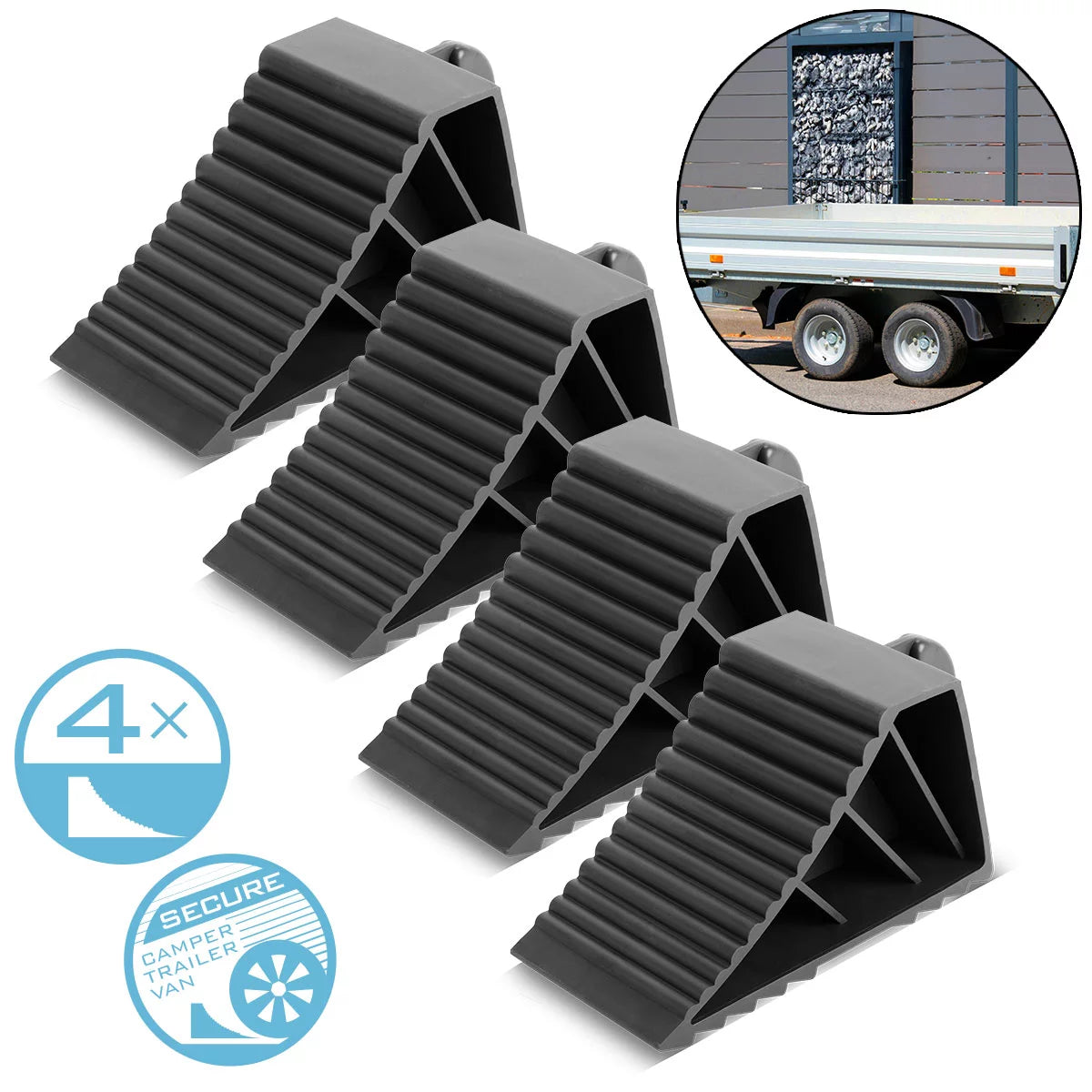 STAHLWERK Unterlegkeile GT-02 ST 4er Set bis 1,5 t Achslast Bremskeil | Hemmschuh | Radkeil | Radvorleger für Pkw Anhänger, Wohnmobil, Wohnwagen oder Caravan