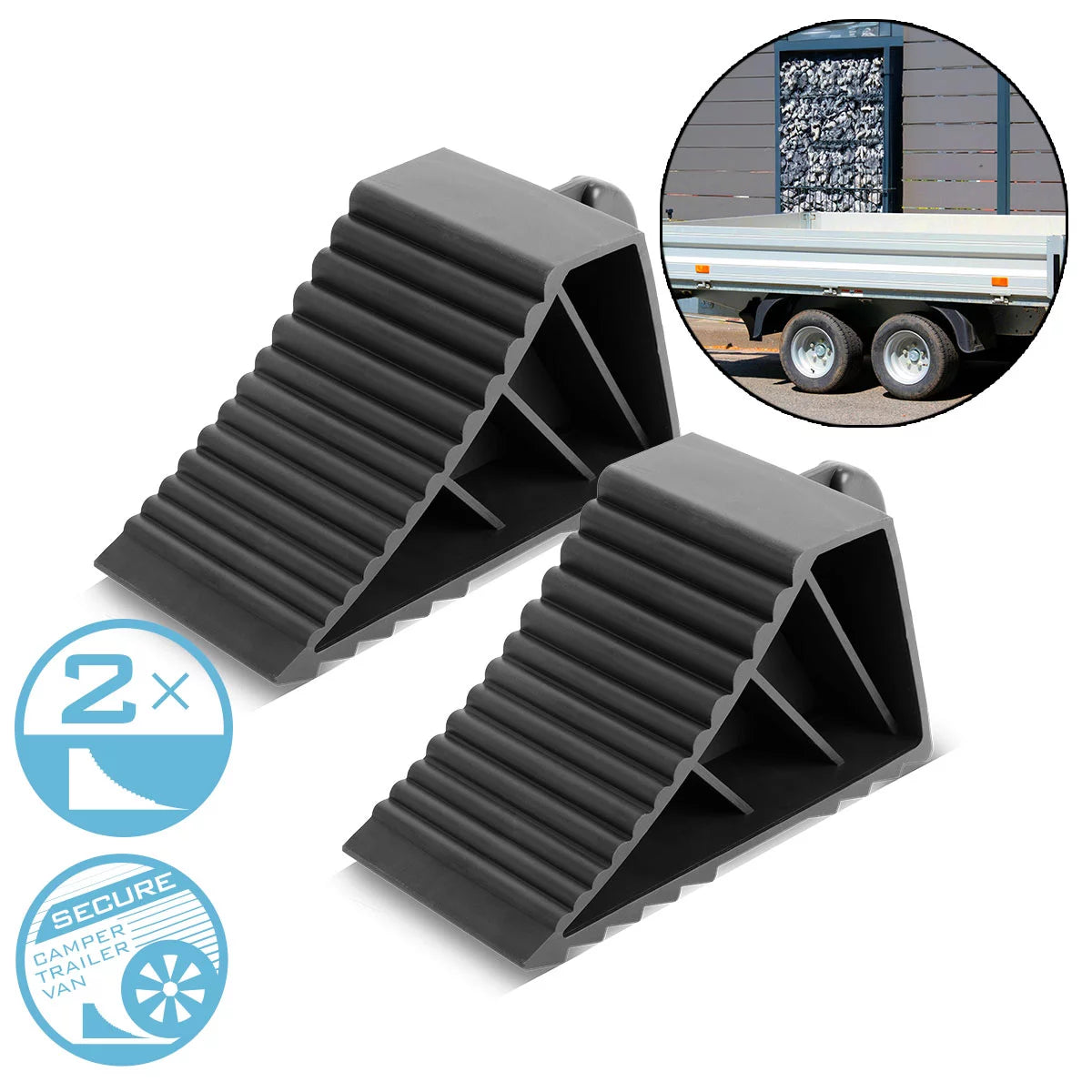 Molino de acero Underlegen Wedge GT-02 ST 2 Configuración hasta 1.5 T Axle Carga Bread Beque | Hind -Up | Rad Wedge | Almohadilla para ciclismo para remolques de automóviles, autocaravana, caravana o caravana