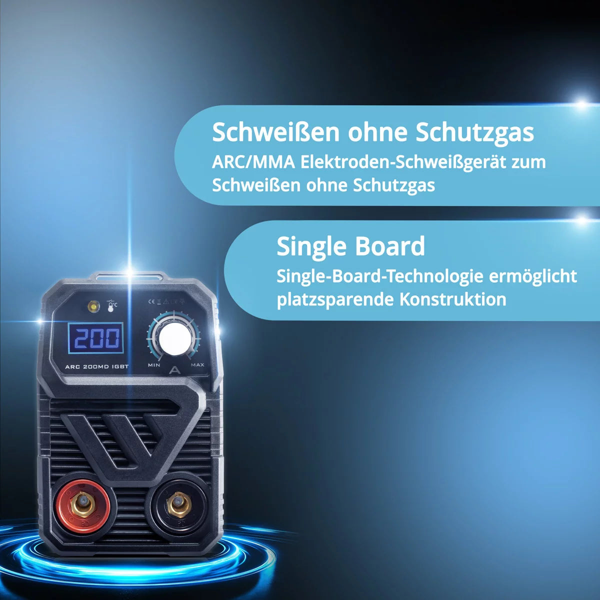 Stahlwerk Arc 200 MD Machine de soldadura Equipo completo - DC MMA | E-Hand | Inverter Lift-Tig con 200 amperios, tecnología IGBT y junta única, garantía del fabricante de 7 años