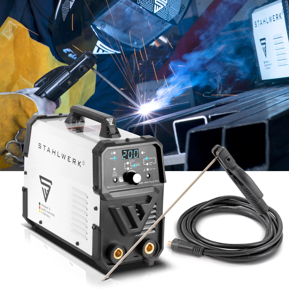 Stahlwerk Arc Tam Ekipman Başına 200 Darbe Elektrot Kaynak Cihazı, Kompakt MMA | E-el | 200 amper, IGBT teknolojisi ve nabız fonksiyonuna sahip kaldırma tig inverter