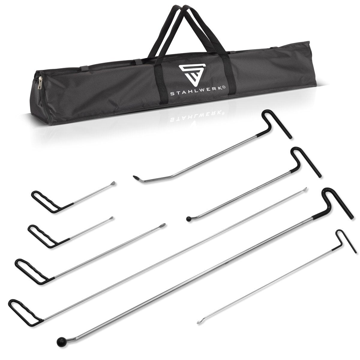 STAHLWERK Ausbeulwerkzeug 8er Set Kfz Smart Repair Ausbeul-Set | Ausbeuleisen | Ausbeulstangen | Dellenlifter | Dellenwerkzeug zum professionellen Reparieren von Beulen und Dellen