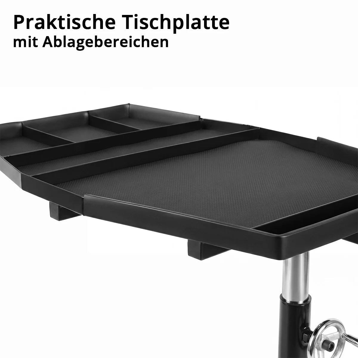 STAHLWERK Auto-Wartungs- und Montagewagen | Höhenverstellbarer Werkstattwagen | 74,5 – 140 cm | 75 kg Traglast | Schwenkbarer Arbeitstisch | Praktische Ablage- und Arbeitsfläche für Werkstatt und Garage