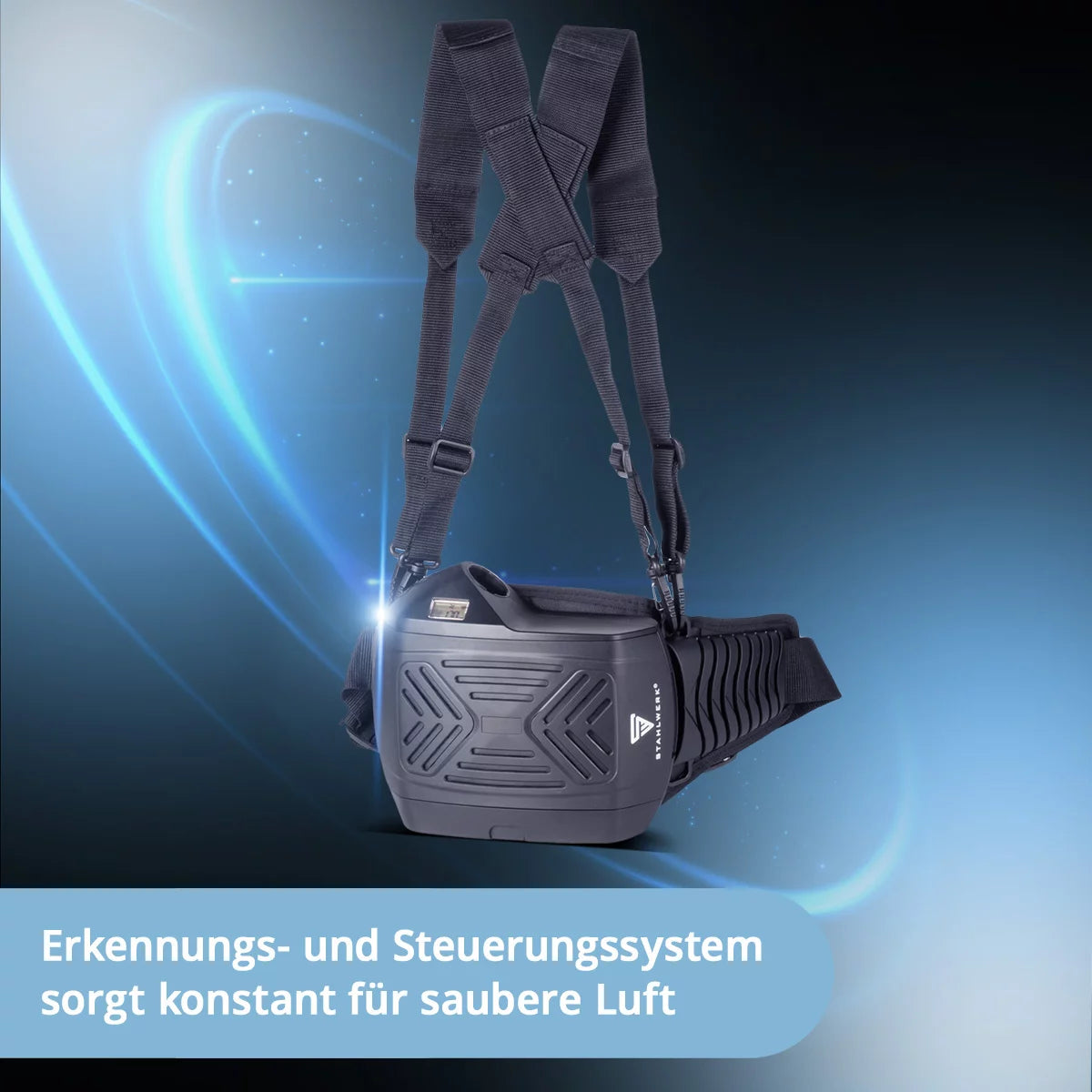 STAHLWERK 3'ü 1 arada otomatik kaynak başlığı BOOSTER AIR | Temiz hava beslemeli kaynak başlığı | PAPR sistemi | Gerçek renk üretimi | İş hafızası | DIN 4'ten DIN 13'e kadar karartma | Optik sınıf 1/1/1/2