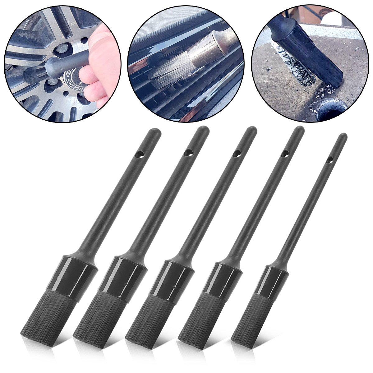 Steelworks Otomatik Temizlik Fırçaları 5 Set Otomatik Fırçalar | Detaylandırma fırçaları | Otomatik Yıkama Seti | Hassas yüzeyleri temizlemek için evrensel fırçalar