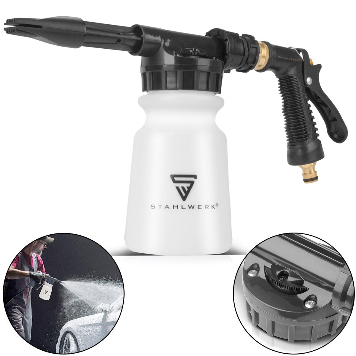 Stahlwerk Autowason Köpük Püskürtme Tabancası RP-91 ST Temizleme Aracıları için Çıkarılabilir Konteyner | Profesyonel Temizlik İçin Temizlik Tabancası Yazar Temizleyici Çoğu bahçe hortumu için uygun