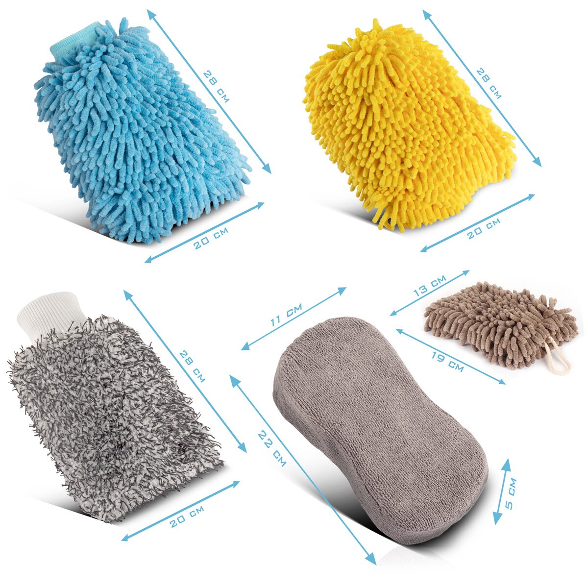 Steelworks araba yıkama eldiven 5 set temizlik eldiven | Mikrofiber Sünger | Mikrofiber bez | Otomatik -Wamm | Mikrofiber Eldiven | Eldiven