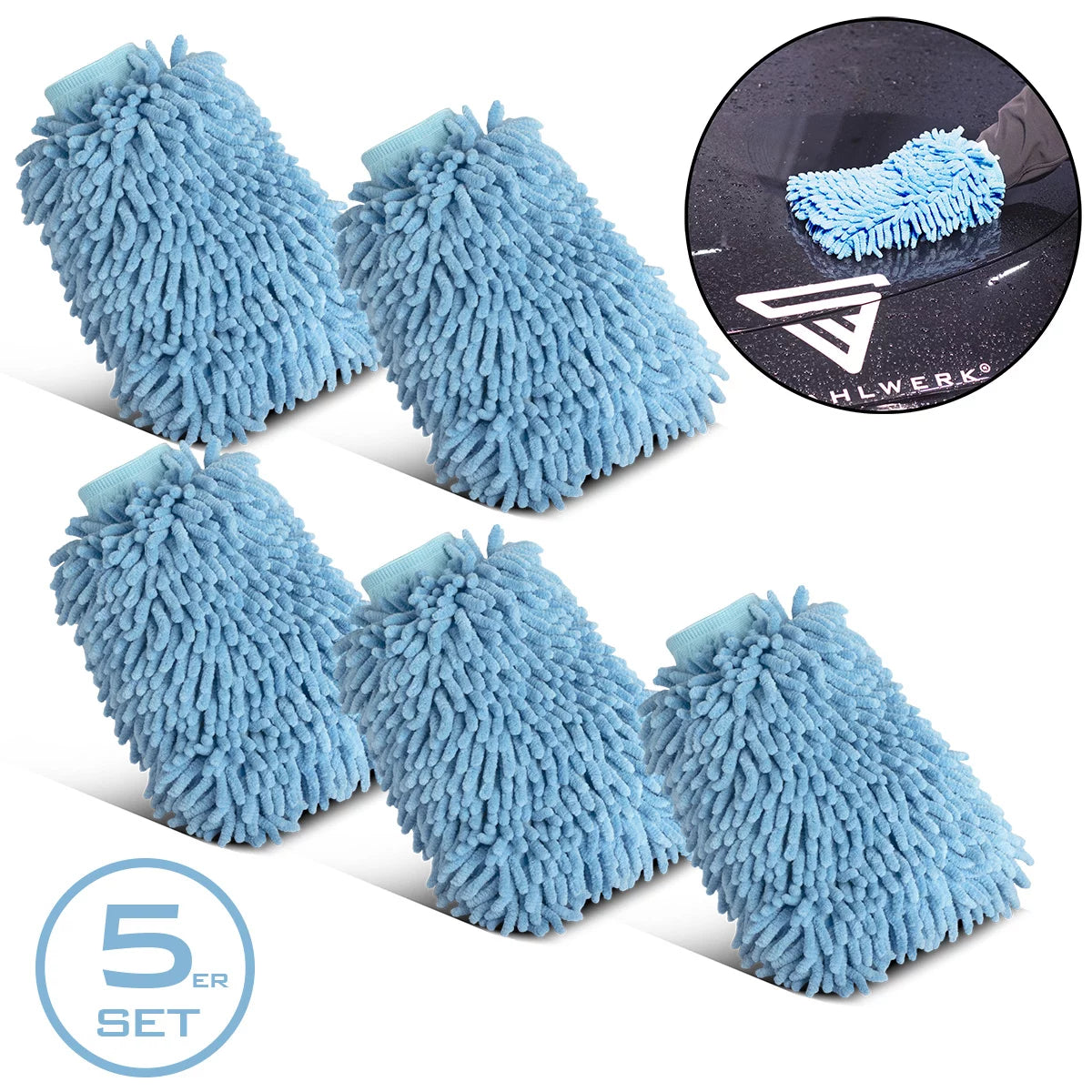 Steelworks araba yıkama eldiveni 5-see 20 x 28 cm şönil temizlik eldiven | Mikrofiber Sünger | Mikrofiber bez | Otomatik -Wamm | Mikrofiber Eldiven | Eldiven