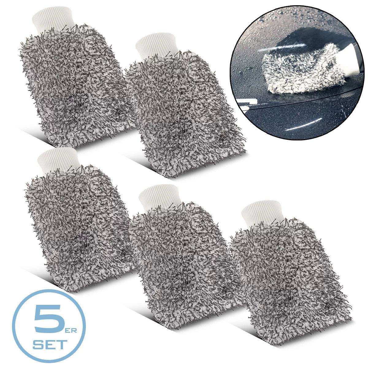 Steelworks Mikrofiber Yıkama Eldivenleri 5 set 20 x 28 cm Temizlik Eldiven | Mikrofiber Sünger | Mikrofiber bez | Otomatik -Wamm | Mikrofiber Eldiven | Temizlik Eldiveni | Araba Yıkama Eldiveni