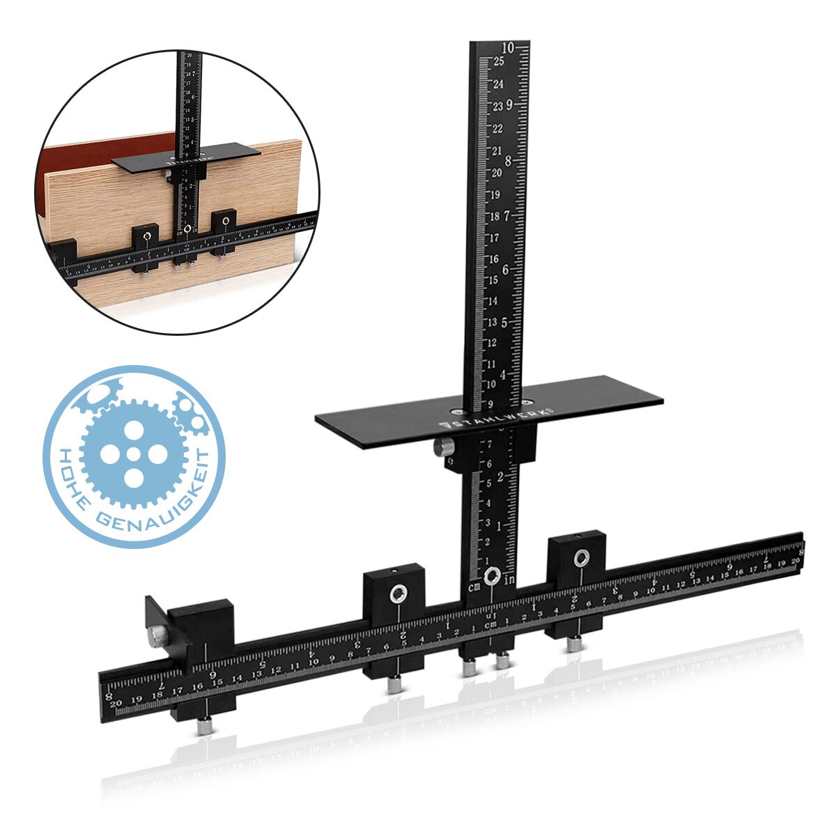 Dispositivo di perforazione in acciaio con modello di perforazione in alluminio regolabile STOP | Perforazione | Aiuto di perforazione | Dübellehre | Perforare l'apprendistato per il posizionamento esatto dei fori