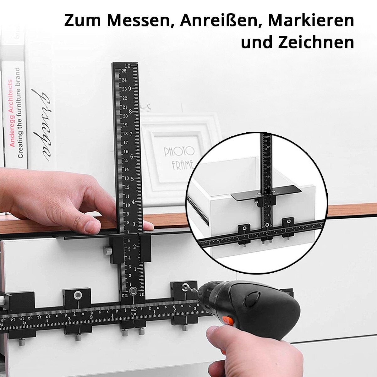 Dispositivo di perforazione in acciaio con modello di perforazione in alluminio regolabile STOP | Perforazione | Aiuto di perforazione | Dübellehre | Perforare l'apprendistato per il posizionamento esatto dei fori