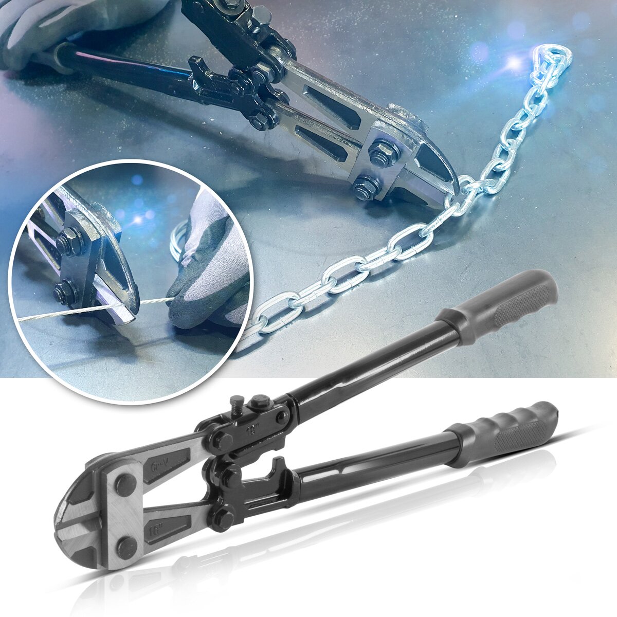 STAHLWERK Bolzenschneider 18" Chrom-Vanadium Profi-Bolzenschere 2er Set | Stahlschneider | Mattenschneider | Baustahlschere | Metallschneider mit gehärteten Schneidbacken