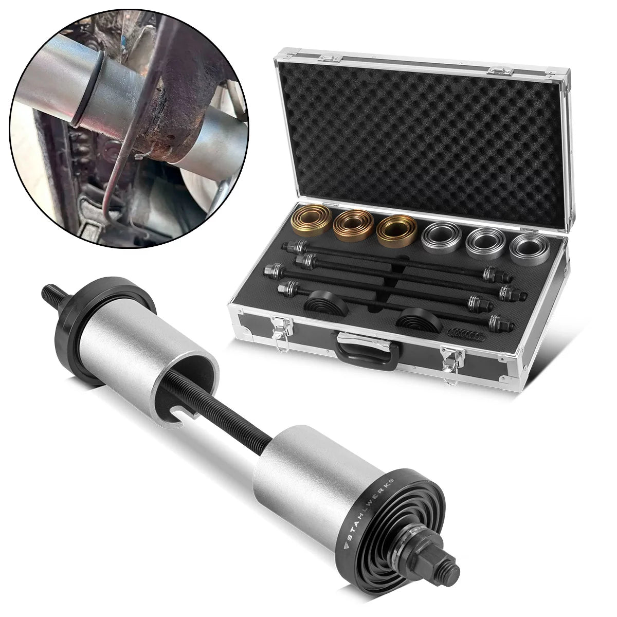Stahlwerk socket bearing puller set | Silent camp tool | Cycle bearing puller | Bushboard tool | 27-part tool set for assembly and disassembly of wheel bearings and chassis sockets