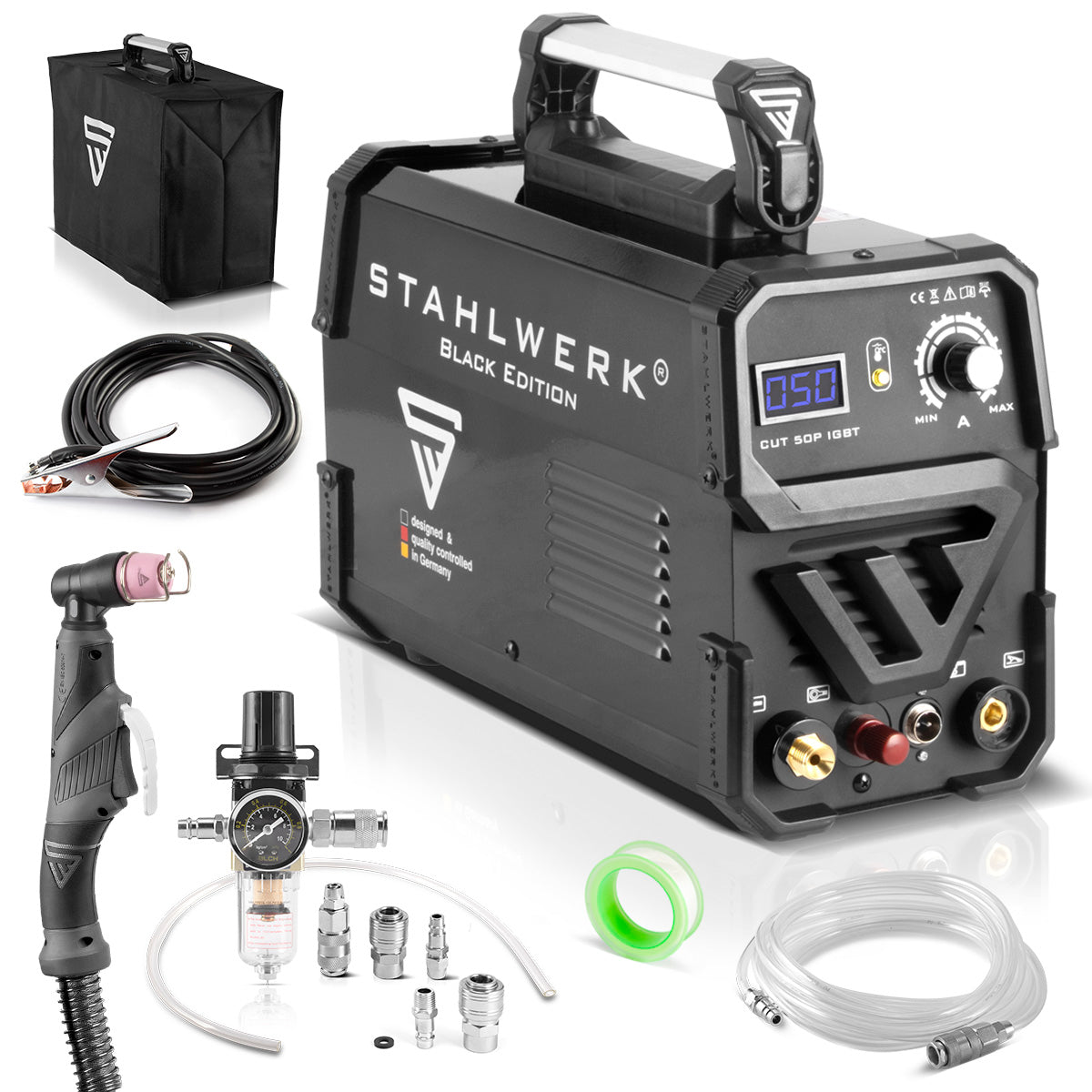 STAHLWERK CUT 50 Pilot IGBT Plasmaschneider mit Pilotzündung und 50 Ampere, bis 14 mm Schneidleistung, für Lackierte Bleche & Flugrost geeignet