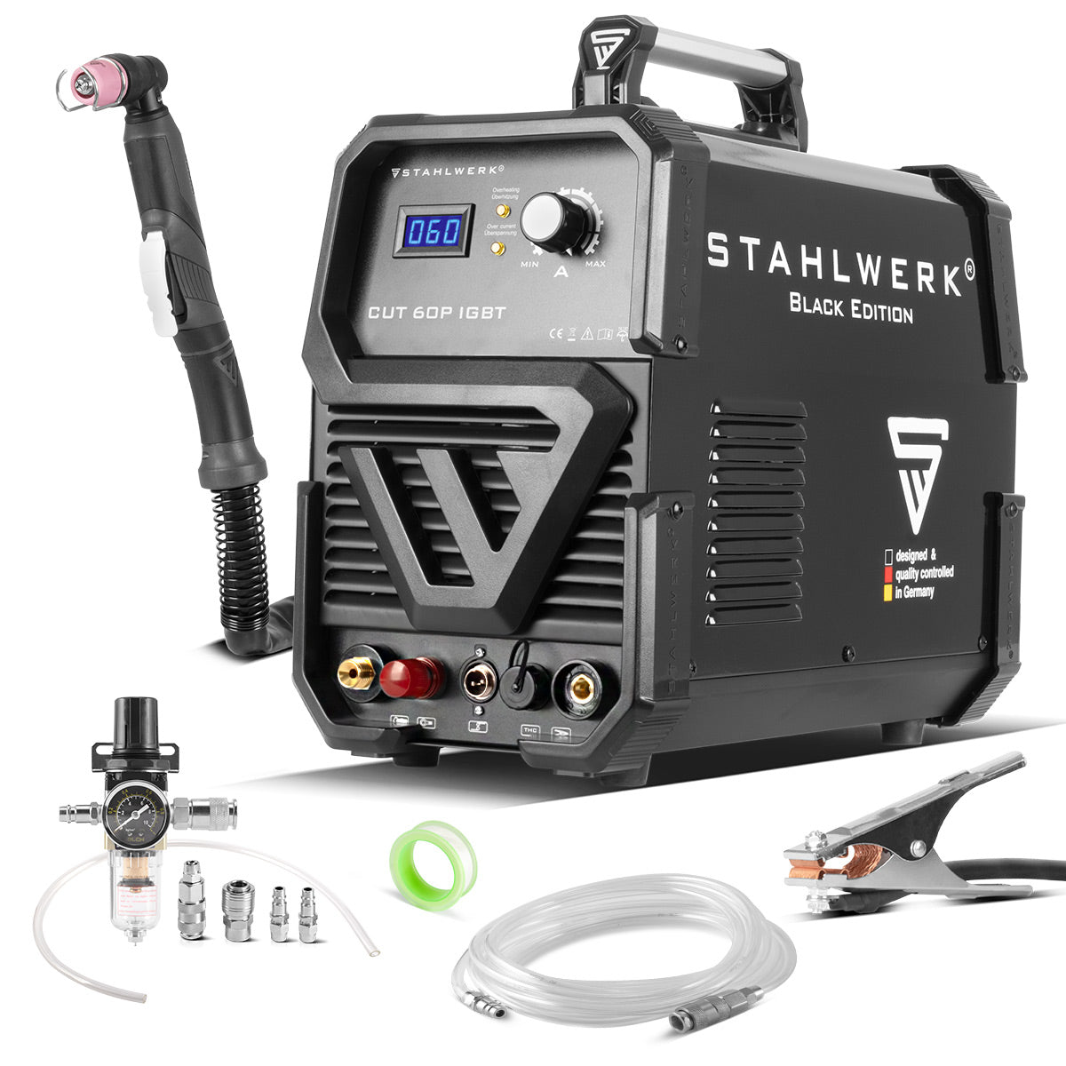 STAHLWERK CUT 60 Pilot IGBT Plasmaschneider mit 60 Ampere und Pilotzündung, bis 24 mm Schneidleistung, für lackierte Bleche & Flugrost