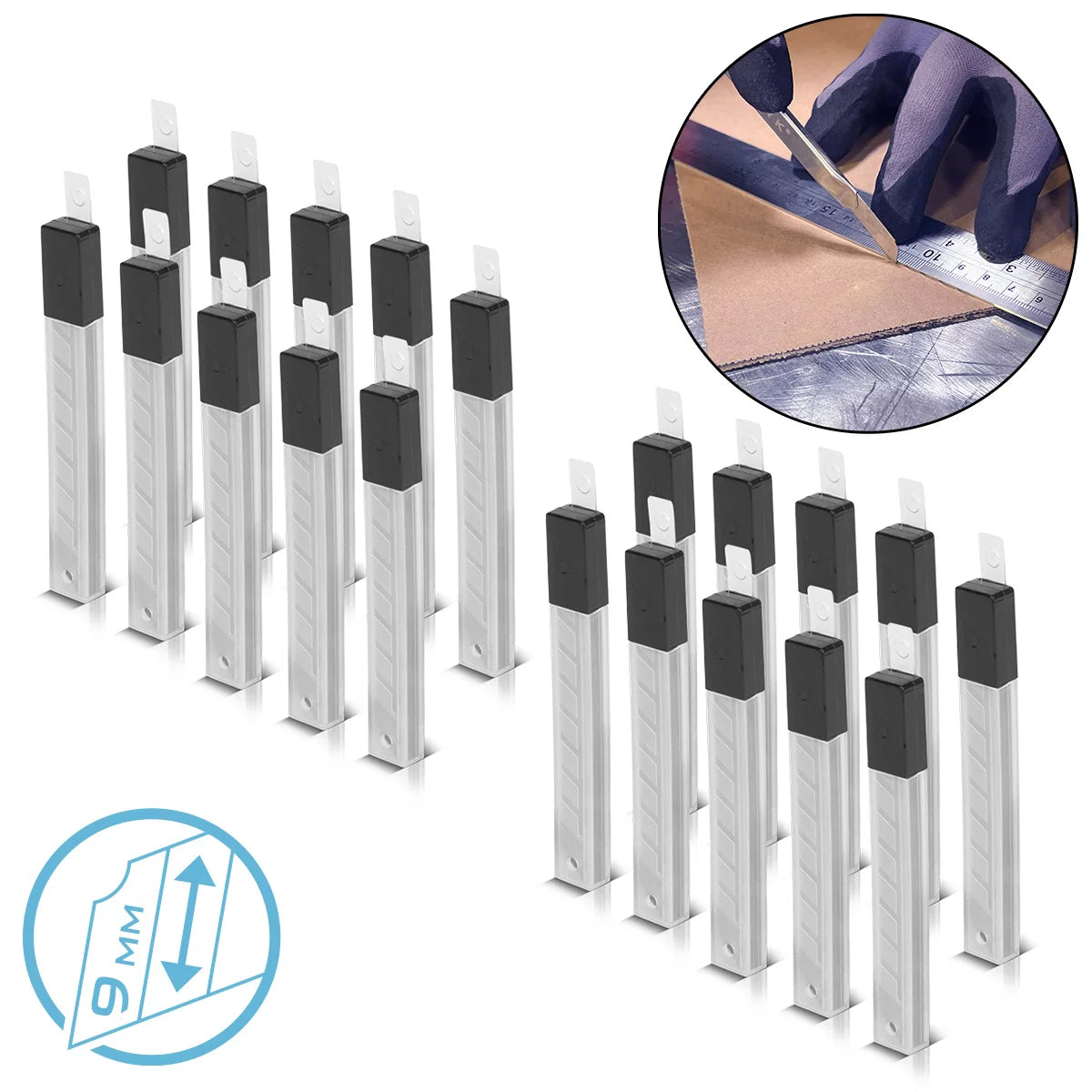 Steelwork sound 9 mm for cutter knife in the 200 set precision -ground brings | Replacement blades | Cutter blades | Carpet knife blades | Cutter blades