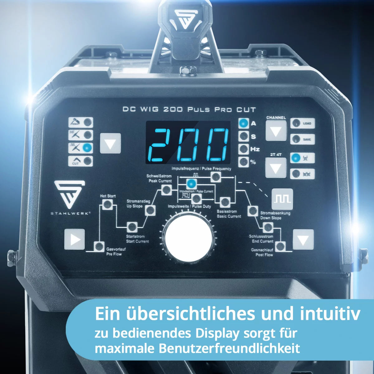 STAHLWERK 4-in-1 Kombi-Schweißgerät DC WIG 200 Puls Pro CUT Vollausstattung, digitaler 200 A IGBT Inverter mit DC WIG | MMA | Puls-Funktion und integriertem 40 A Plasmaschneider