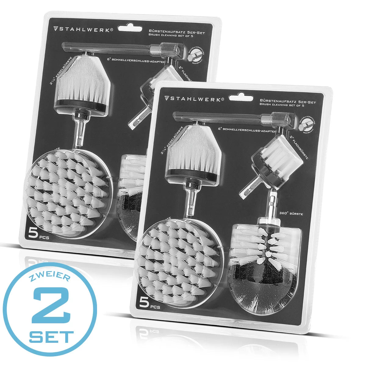 Steelworks Fırça Eki 10 Kablosuz tornavida ve sondaj makineleri için set, temizleme, parlatma ve uzatma adaptörü dahil standart bit kaydına sahip fırçaları detaylandırma