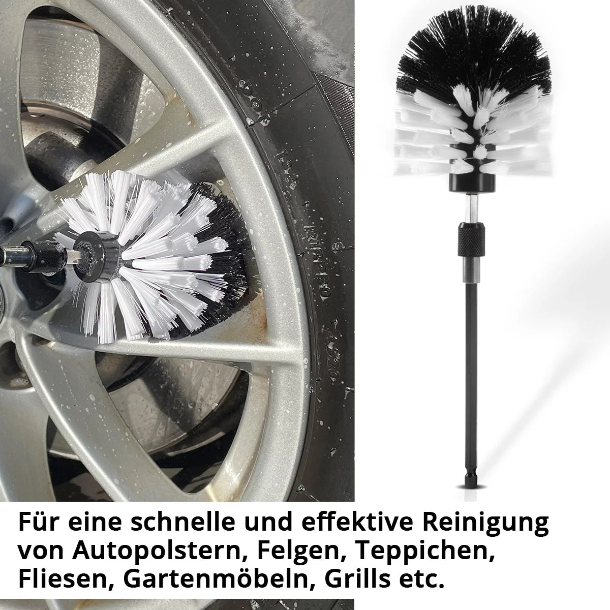 Attacco a pennello in acciaio 5 Set per cacciavite a corda e perforazioni, pulizia, lucidatura e dettagli di pennelli con registrazione BIT standard incluso l'adattatore di estensione