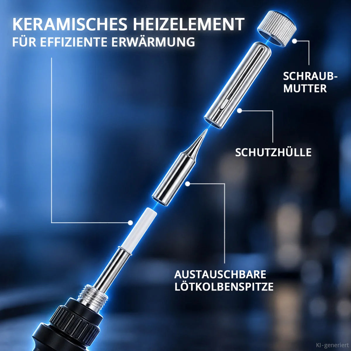 Digitales Lötkolben-Set 80 W | 180-500 °C | LCD-Display, Keramik-Heizelement, Temperaturkalibrierung und Speicherfunktion | für Weichlötarbeiten