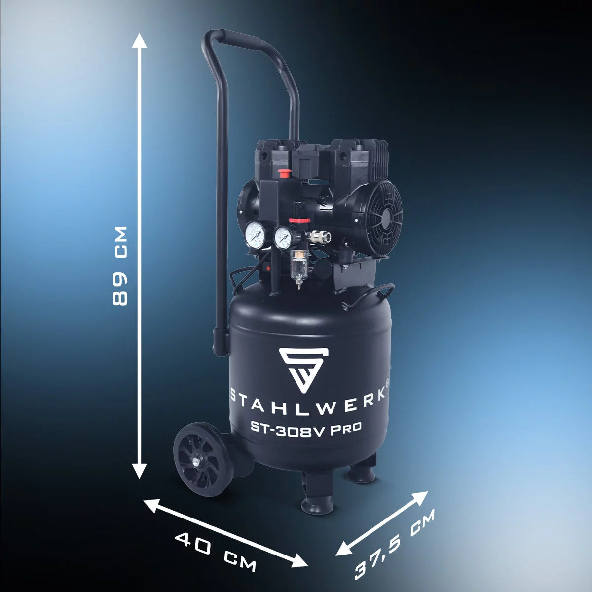 STAHLWERK compressor ST-308V Pro with 8 bar | 1.97 HP | 1.45kW | 250 l/min | 30L tank | Compact compressed air compressor | Piston compressor | Silent compressor | Whisper compressor with brushless motor