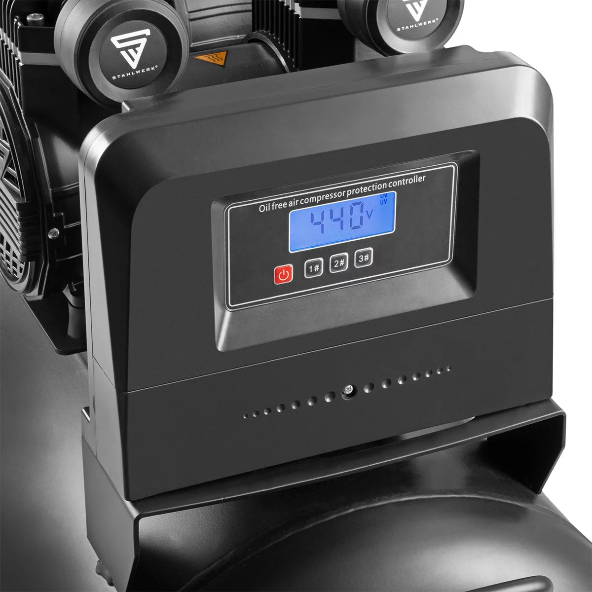 Compressore Steelworks ST-1010 Pro con 10 bar | 6.5 PS | 4,8 kW | 630 L/min | Tank da 100 L di compressore d'aria compresso privo di olio | Compressore a pistone | Compressore silenzioso | Compressore whisper con motori senza spazzole