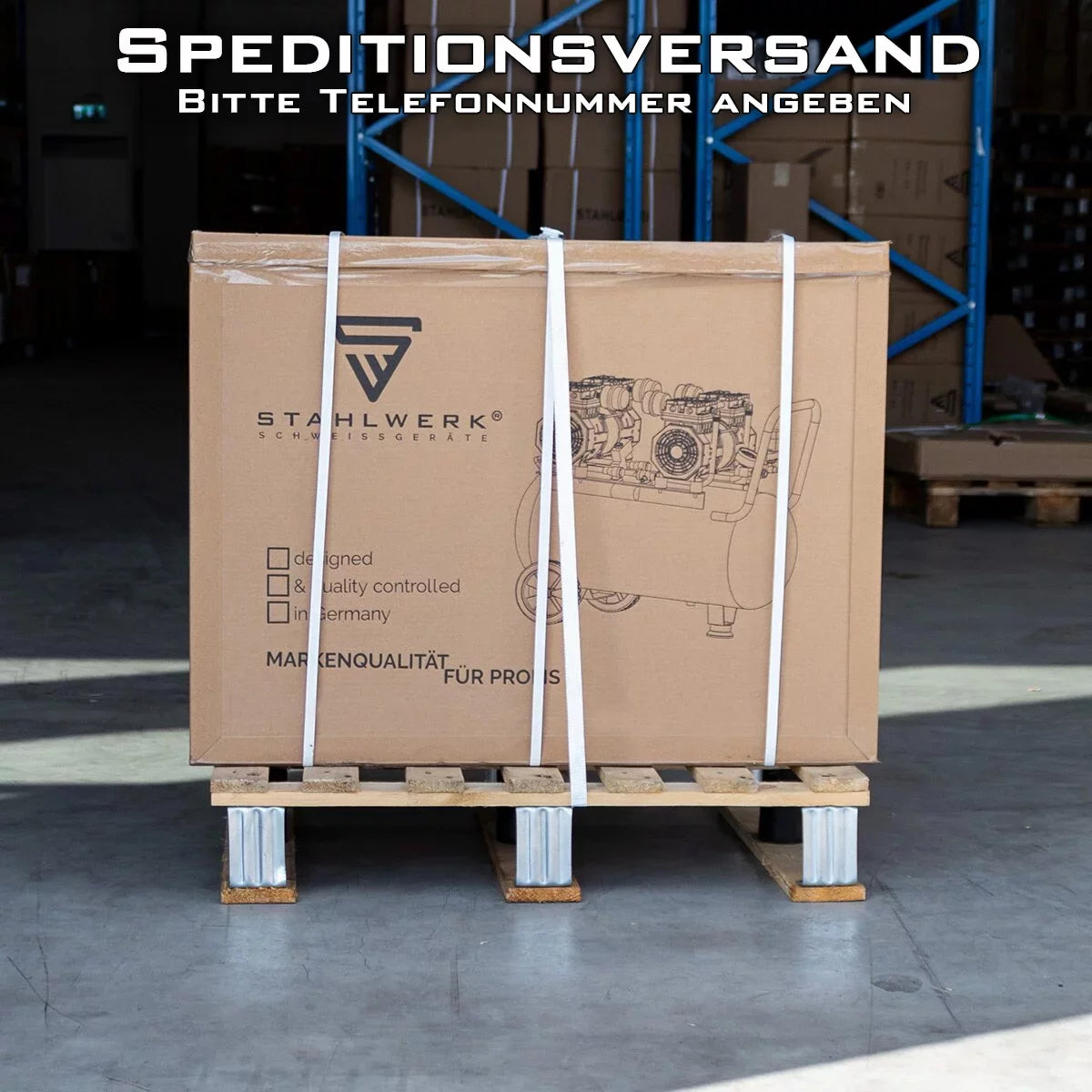 Compressore Steelworks ST-1010 Pro con 10 bar | 6.5 PS | 4,8 kW | 630 L/min | Tank da 100 L di compressore d'aria compresso privo di olio | Compressore a pistone | Compressore silenzioso | Compressore whisper con motori senza spazzole