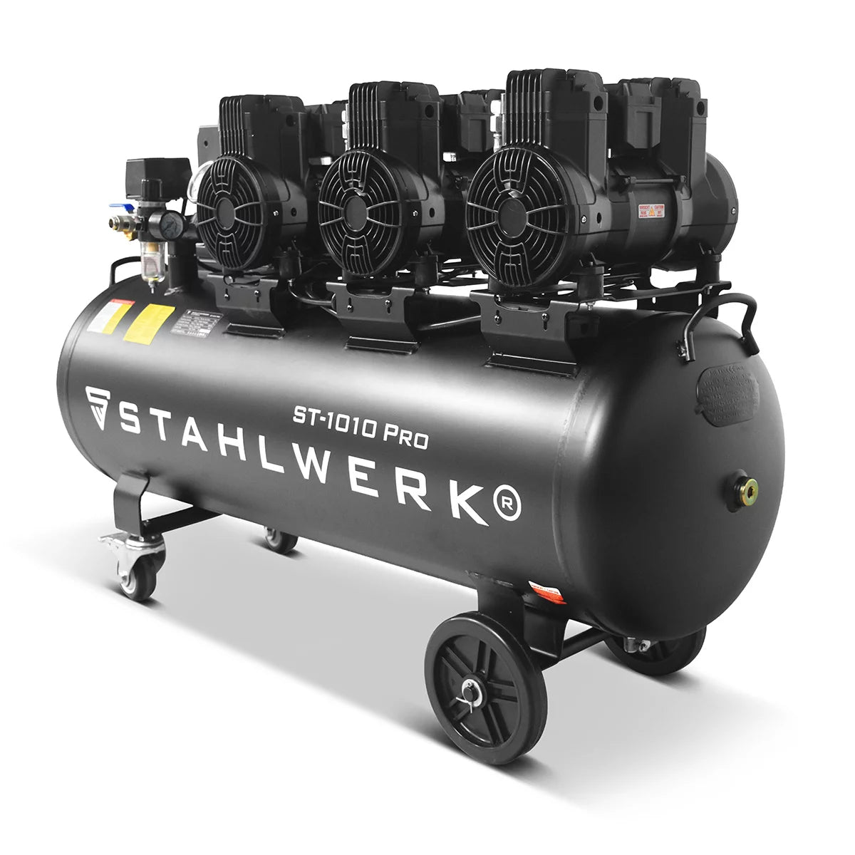 STAHLWERK compressor ST-1010 Pro with 10 bar | 5.91 hp | 4.35kW | 750 l/min | 120 L tank oil-free compressed air compressor | Piston compressor | Silent compressor | Whisper compressor with brushless motors