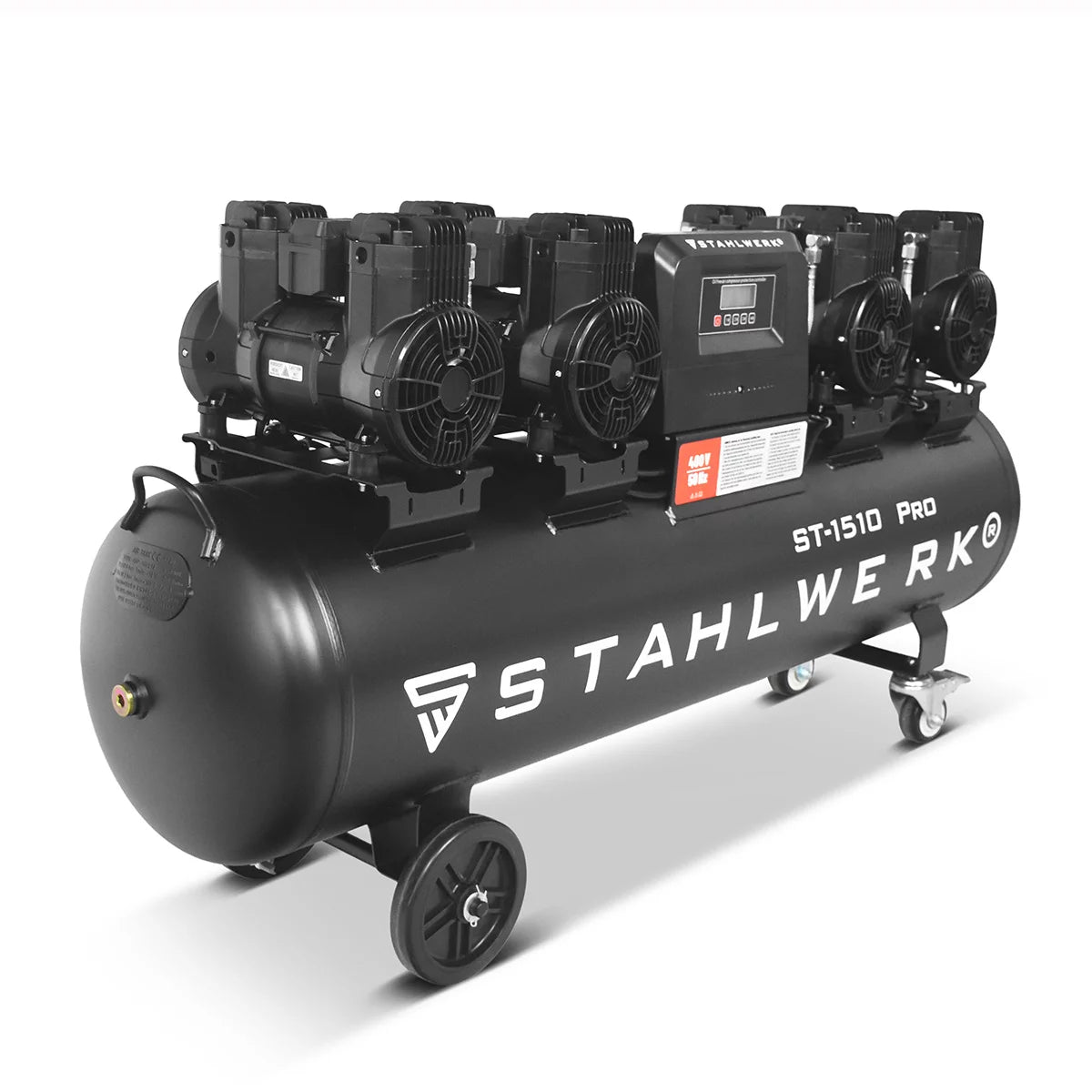 STAHLWERK compressor ST-1510 Pro with 10 bar | 7.89 hp | 5.80 kW | 1000 l/min | 150 L tank oil-free compressed air compressor | Piston compressor | Silent compressor | Whisper compressor with brushless motors