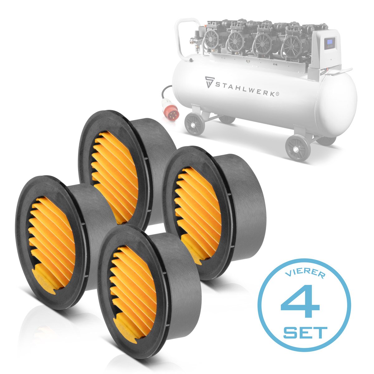 Steelworks 4 Establecer filtro de aire para el filtro de reemplazo de compresor de aire comprimido | Filtro universal | Amortiguador de seda | Filtro de admisión | Filtro de compresor | Uso del filtro de aire | Accesorios para compresores de aire