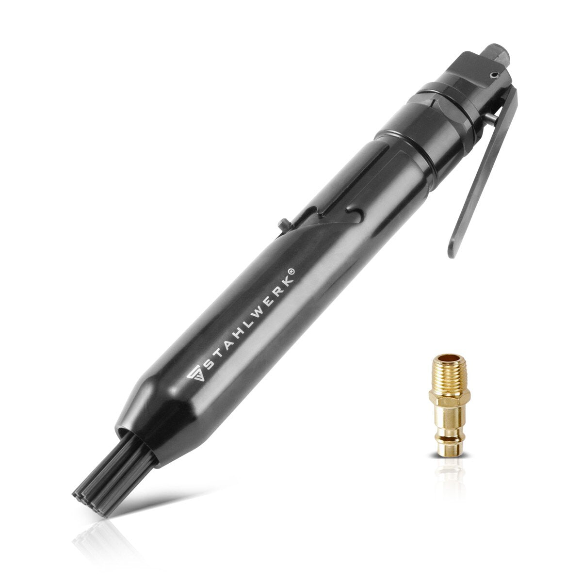 STAHLWERK DNE-600 ST professioneller Druckluft-Nadelentroster in gerader Bauform Trommelhub 14 mm 6.000 Schläge pro Minute für Werkstatt und Industrie