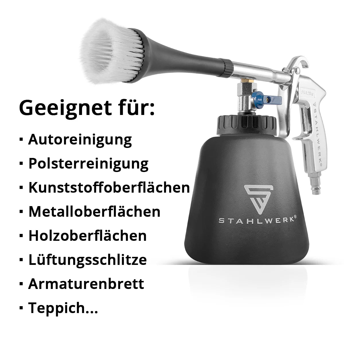STAHLWERK Druckluft-Reinigungspistole RP-90 ST mit Zubehör-Set | Druckluft-Reiniger mit Tornado-Effekt | Innenreiniger | Waschpistole | Kfz Ausblaspistole zum Reinigen verschmutzter Oberflächen